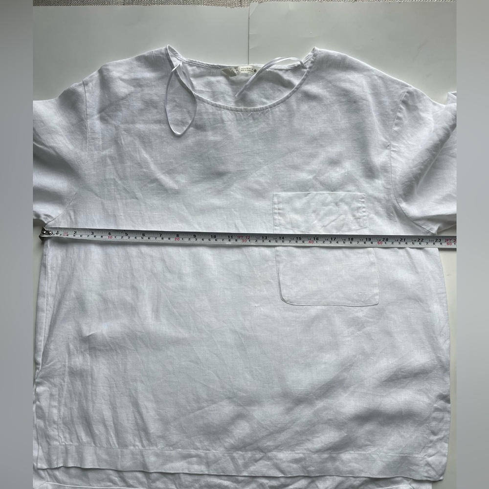 Zara White Linen Blend Boxy Top XS Minimalist Short Sleeve Summer Blouse - Picture 4 of 5